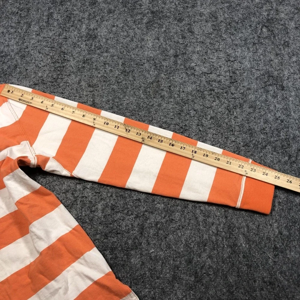 Vintage Polo Ralph Lauren Rugby Shirt Mens M Orange White Stripe Long Sleeve